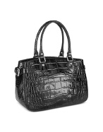 Croco Stamped Patent Leather Tote Bag
