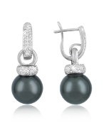 Diamond and Black Pearl 18K Gold Drop Earrings