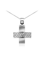 Diamond Pave Cross 18K White Gold Pendant Necklace