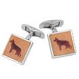 Forzieri DiFulco Line Square Sterling Silver Cufflinks with Dog
