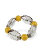 Forzieri Dream Magnets - Clear and Yellow Faceted Bead Elastic Bracelet