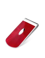Forzieri Exclusives Red Enamel Engraved Sterling Silver Money Clip