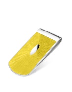 Yellow Enamel Engraved Sterling Silver Money Clip