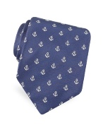 Forzieri Gold Line- Small Anchors Woven Silk Tie