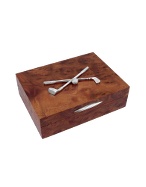 Forzieri Golf Clubs Sterling Silver and Wood Jewelry Box