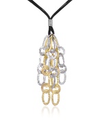 Forzieri Hammered Sterling Silver and Yellow Gold Plated Drop Necklace