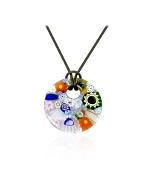 Forzieri Iris - Multicolor Murano Glass Pendant w/Rubber Lace