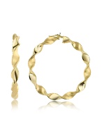 Large Twisting 18K Yellow Gold Hoop Earrings