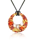 Forzieri Lily - Gold Murano Glass Pendant w/Rubber Lace