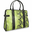 Forzieri Lime Python-embossed Leather Large Tote Bag