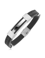Forzieri Mens Rubber and Sterling Silver Bracelet