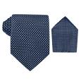 Forzieri Mini Polkadot Pattern Printed Silk Tie and Pocket Square