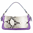 Python and Violet Croco-embossed Leather Baguette Bag