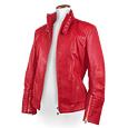 Red Motorcycle-style Short Leather Jacket