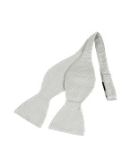 Forzieri Silver Mini Checks Woven Silk Self-tie Bowtie