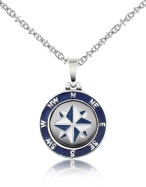 Forzieri Stainless Steel Windrose Pendant Necklace