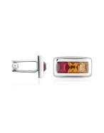 Forzieri Three-stone Swarovski Crystal Silver Plated Cuff links