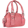Vintage Pink Leather Buckled Satchel Bag