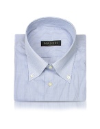 White and Blue Mini Checks Cotton Italian Dress Shirt