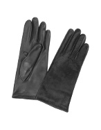 Forzieri Women` Black Pony Hair and Italian Nappa Leather Gloves