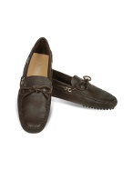 Womens Dark Brown Leather Driver Shoes