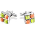 Forzieri Yellow and Orange Stones Silver Plated Cuff Links