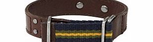 Fossil Mens Brown-Yellow-Blue Casual Leather Cuff
