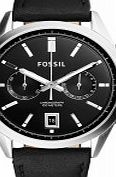 Fossil Mens Del Rey Chronograph Black Leather