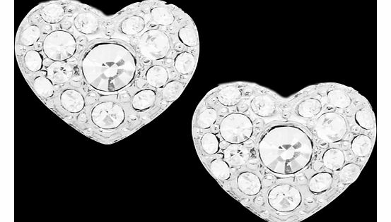 Fossil Silver Coloured Heart Stud Earrings