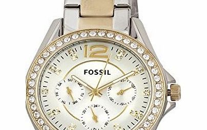 Fossil Womens Riley ES3204 Two-Tone Stainless-Steel Quartz Watch with Silver Dial