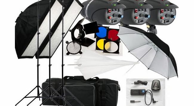 fotobyte-uk 540w Studio Flash Lighting set 3 x 180 watt Light Kit