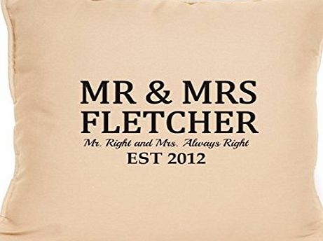 fourleafcloverprint Mr and Mrs Surname Personalised Cushion Gift - Wedding Anniversary - Valentines Day - Scatter Pillow Perfect Gift Idea For Friends and Family - New Unique Design