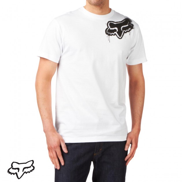 Mens Fox Stencilled Head T-Shirt - White