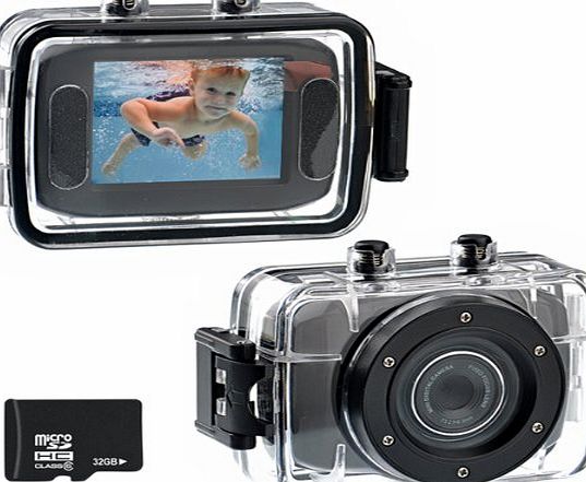 123S 2.0-inch Touch Screen 10M Waterproof Sports Digital Camera DV Camcorder with 32GB Micro SD/TF Card (Black)