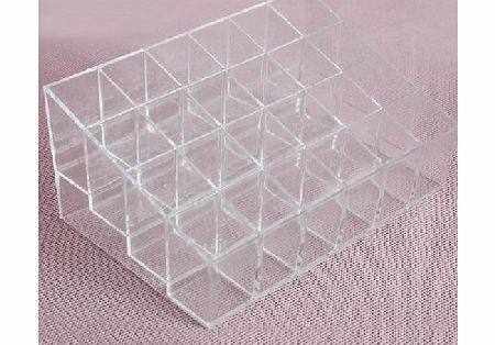 24-Slot Clear Acrylic Trapezoid Makeup Lipstick Display Stand Storage Rack Holder Cosmetic Organizer