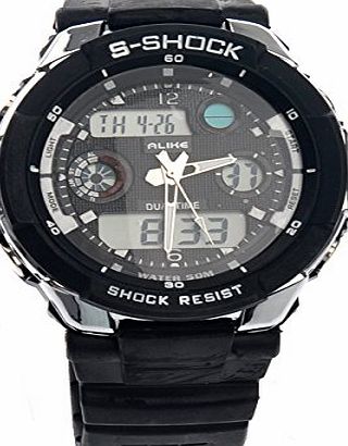 Alike AK1170 50M Waterproof Dual-time Mens Sport Digital Quartz Wrist Watch with Date /Alarm /Timer 