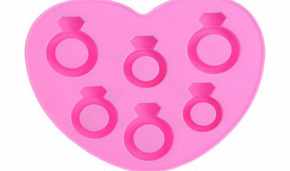 Foxnovo Love Diamond Ring Shape TPR Ice Tray Ice Cube Maker Box (Pink)