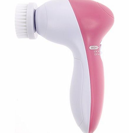 Foxnovo Portable 5 in 1 Electric Face and Body Cleaner Face Massager Skin Spa Machine With Cleaning Brush, Body Exfoliator, Massager and Make-up Sponge pink