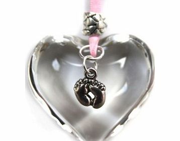 Frampton Beads Handmade Hanging Glass Heart Decoration for New Baby Girl, Shower or Christening Gift