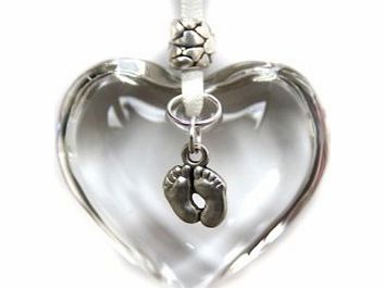 Frampton Beads Handmade Hanging Glass Heart Decoration for New Born Baby, Shower or Christening Gift