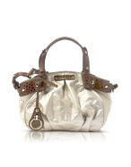 Nadine - Sand and Croco Stamped Leather Satchel