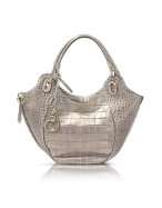 Sylvie - Croco Stamped Large Leather Handbag