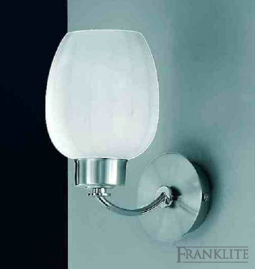 Franklite Chrome finish 1 light wall bracket with opal faceted glass. Supplied with 13W 4-pin lamp. Bracket ca