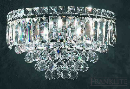 Constellation Modern crystal wall bracket comprising faceted lead crystal spheres on chrome finish m