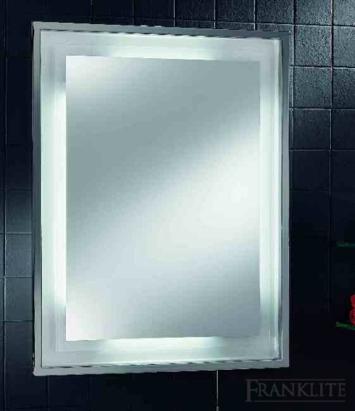 Illuminated low energy bathroom mirror with pull switch.