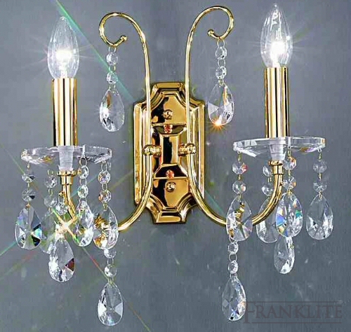 Franklite Passionata Delicate French gold finish fittings with crystal drops.