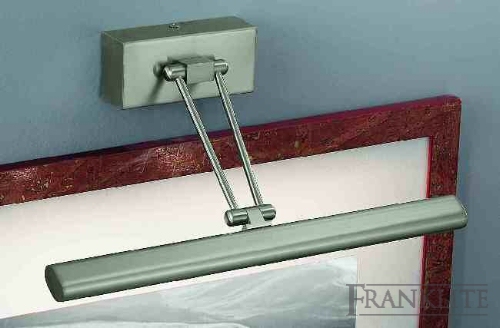 Franklite Satin nickel finish picture light with mains voltage halogen lamps which are suitable for dimming