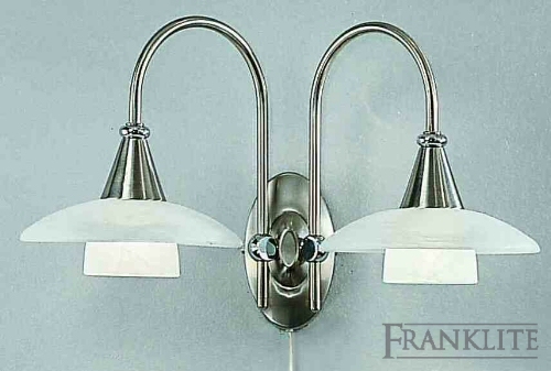 Franklite Satin nickel finish with double alabaster effect glass