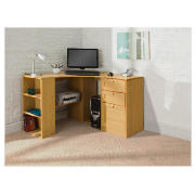 Corner Desk With Storage, Oak Effect