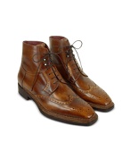 Fratelli Borgioli Handmade Brown Leather Wingtip Lace-up Boot